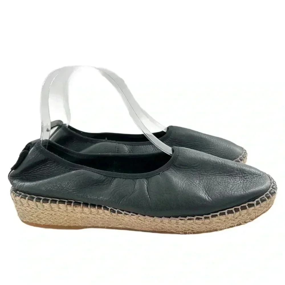 Cole Haan Grand OS womens flats size 8.5 black leather flatform Espadrilles
